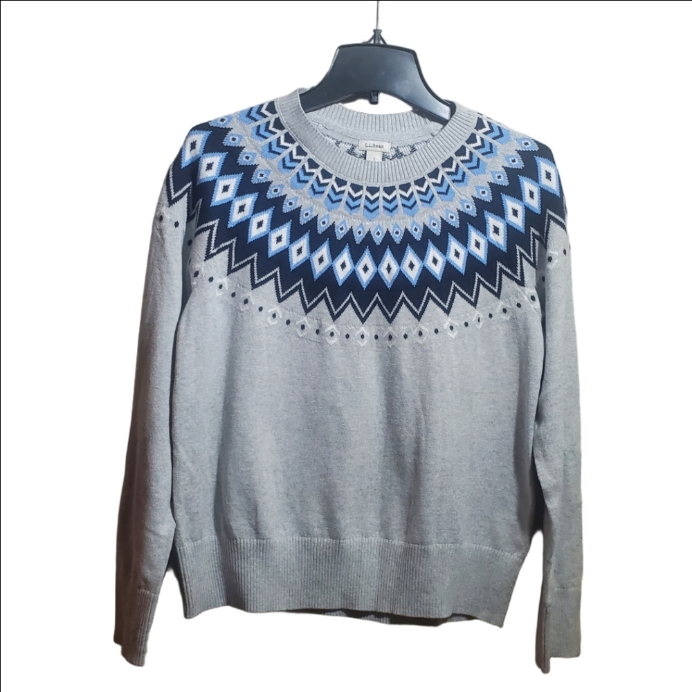 L. L. BEAN Cotton/Cashmere Sweater, Fair Isle Crewneck Size Small NEW with TAGS - Picture 3 of 8